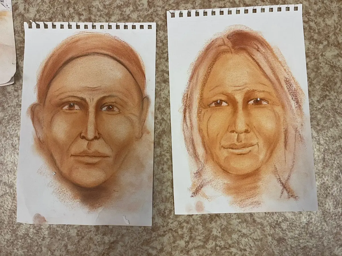 Two spirit portraits of women in warm pastels