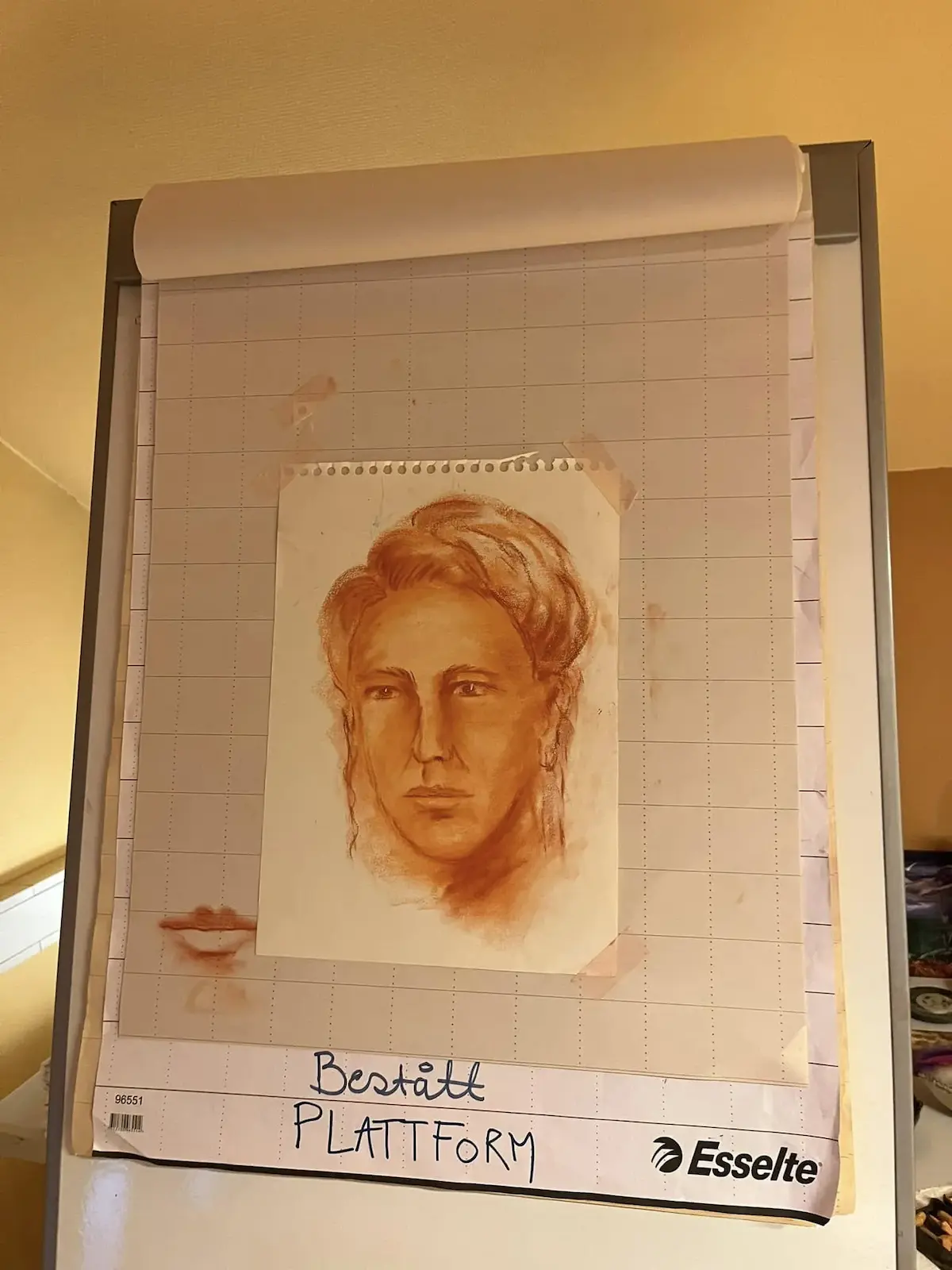 Spirit portrait of young man on easel